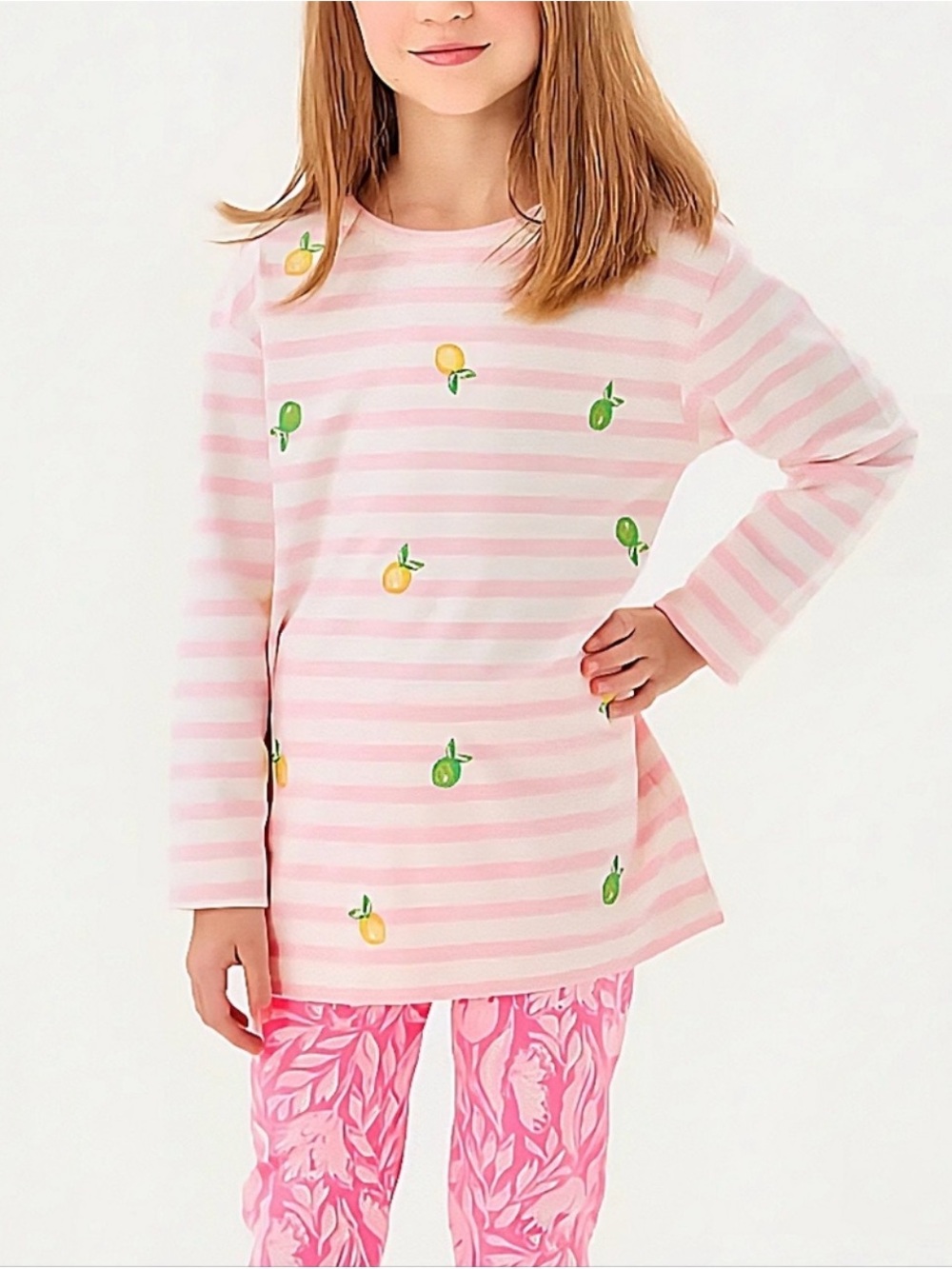 Lilly Pulitzer Girls Mini Ballad Striped Make Limeade
Embroidered Sweatshirt NWT